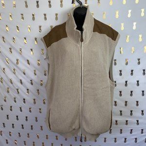 Orvis XXL Beige Full-Zip Sweater-Vest